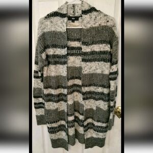 Mossimo Long Oversized Open Front Black/White/Gray Cardigan